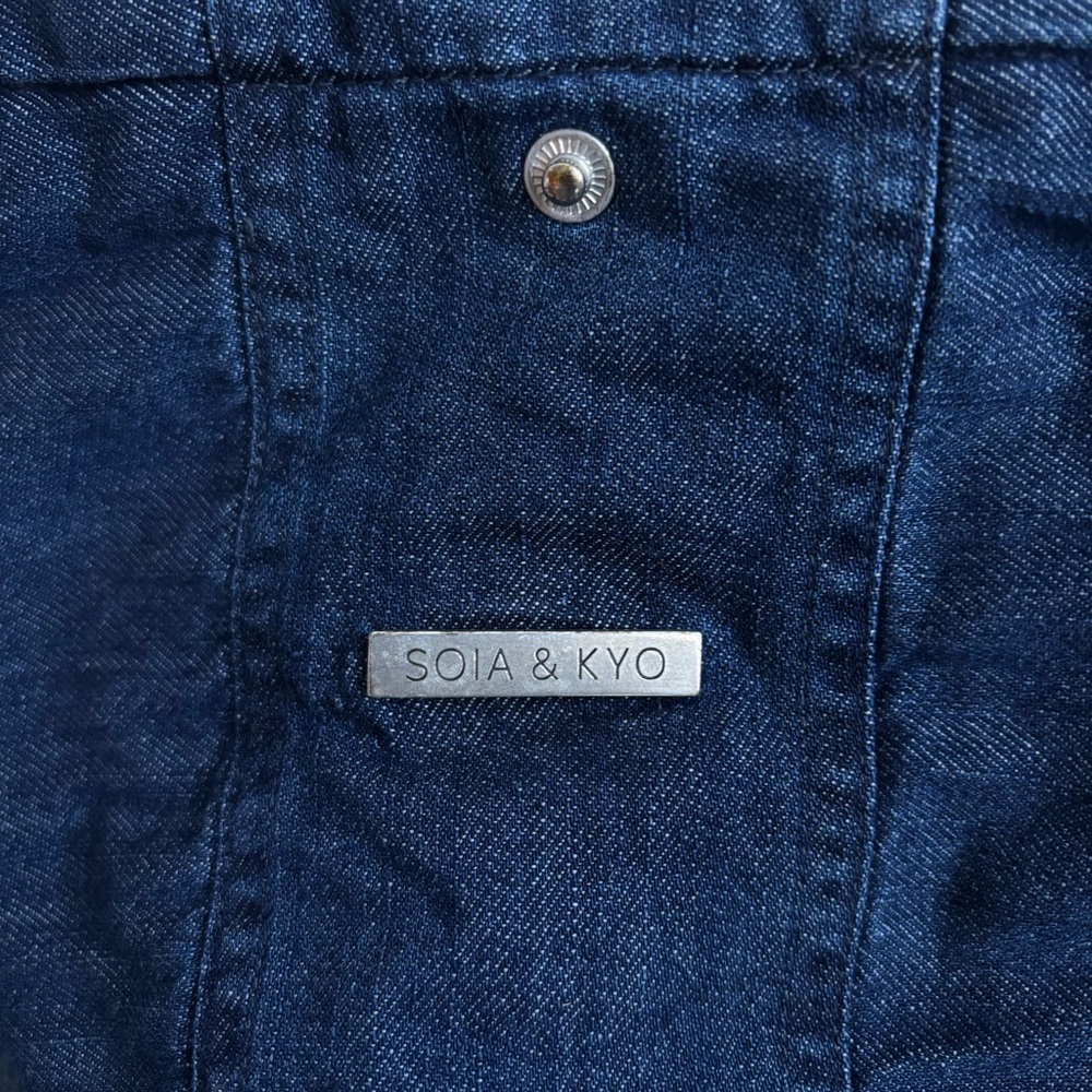Soia & Kyo Reese Hooded Coat Jacket Blue Denim Coat Size XXS/2 Can Fits to Small - Picture 13 of 17